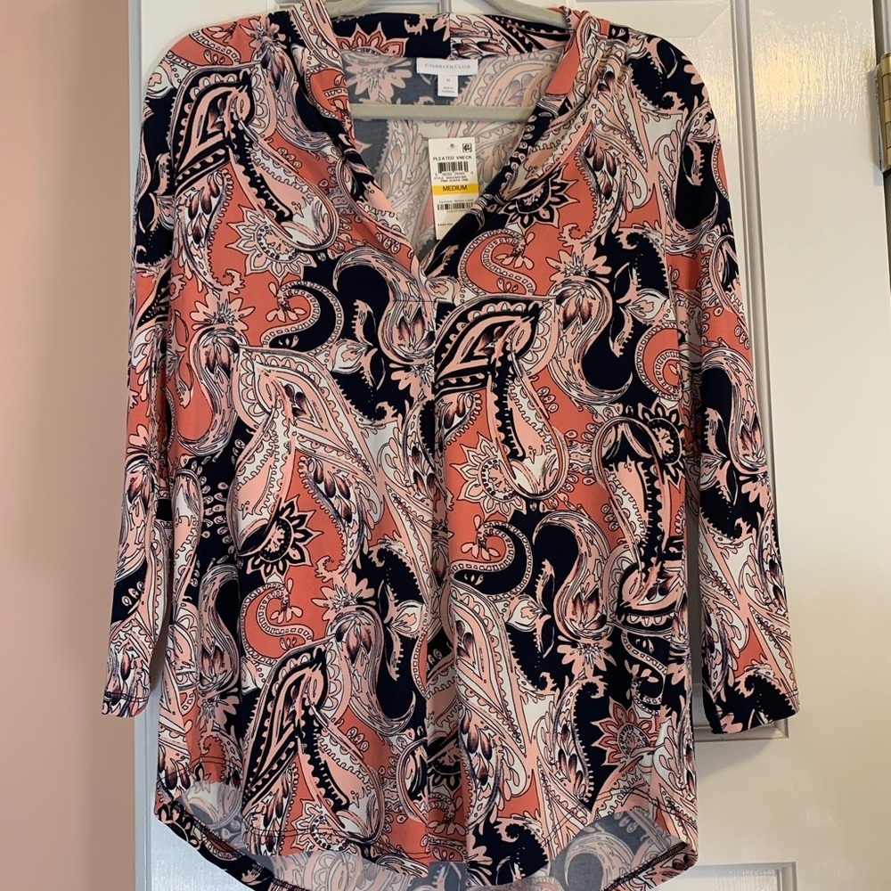 NWT! Charter Club Patterned Paisley Blouse